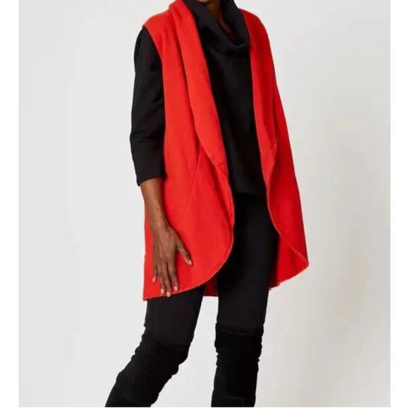 bryn Walker Jackets & Blazers - Bryn Walker Bamboo Open Wrap Vest Duster Size Small Raw Hem made in the USA